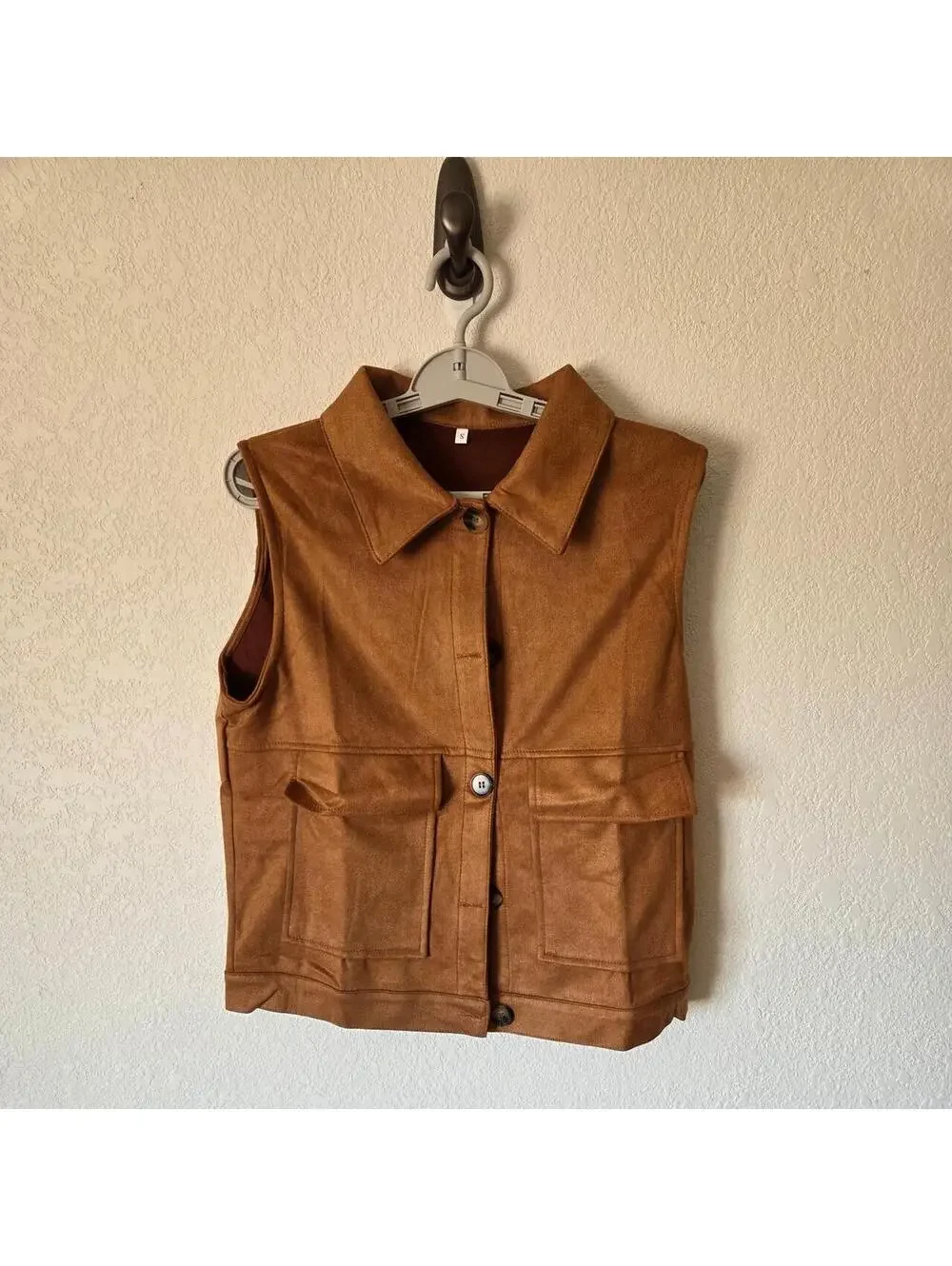 Women's Tan and Khaki Waistcoats-vest